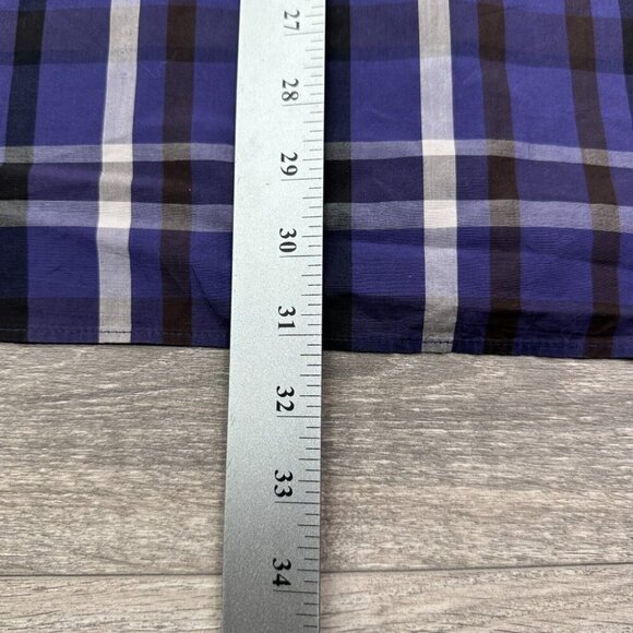 Bugatchi Dress Shirt Men's Large Blue Purple Plaid Geometric Flip Cuff Button Up - Picture 14 of 16